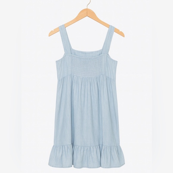 Old Navy size medium tall blue denim sundress with shoulder ties. - Picture 3 of 3